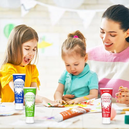 EXTRIC Finger Paint for Toddlers 1-3 Washable 12 PK, 2 OZ Tempera Paints | Includes: 12 Colors of 2 oz Finer Paints, Features: Non-Toxic, Washable, Use: At Home and School Crafts, Ages: Toddler, Kids - size: 2 Fl Oz (Pack of 12)