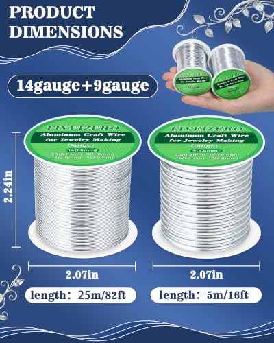 FIVEIZERO 14&9 Gauge Wire Aluminum Craft Wire,Sliver Jewelry Wire - size: 14+9 Gauge