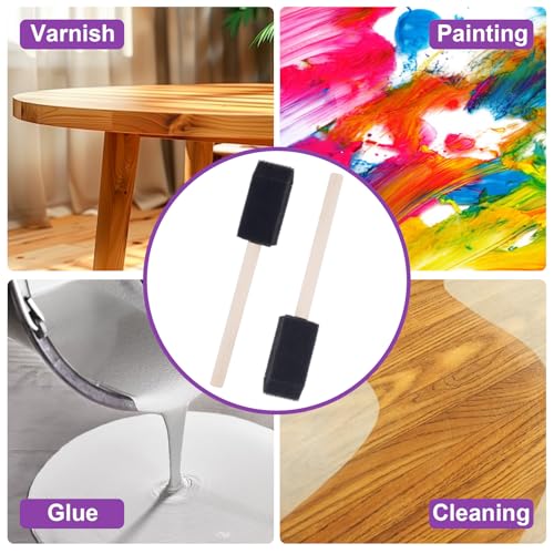 HINZIC 10 Pcs 1 inch Foam Paint Brushes, Wood Handle Sponge Brushes - color: Black-1inch,10pcs