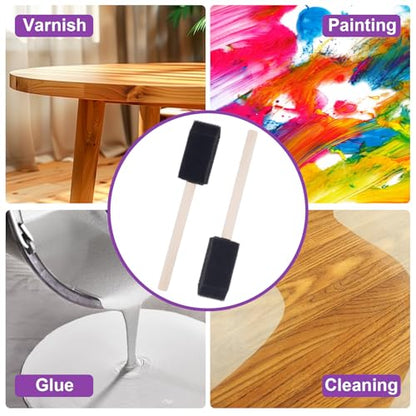 HINZIC 10 Pcs 1 inch Foam Paint Brushes, Wood Handle Sponge Brushes - color: Black-1inch,10pcs