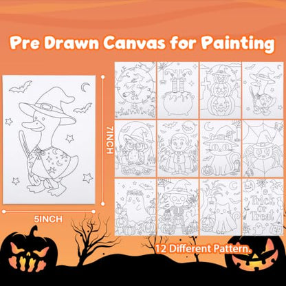 Louise Maelys 12 Pack Halloween Pre Drawn Canvas to Paint for Kids - color: Halloween