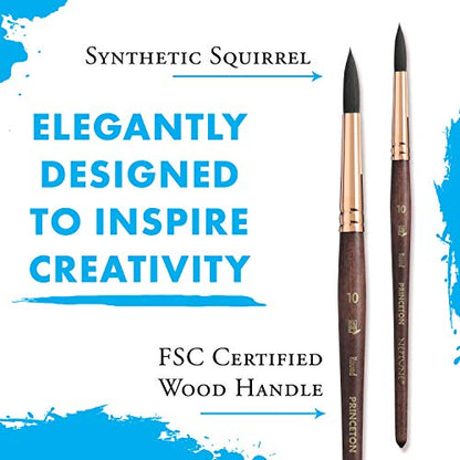 Princeton Artist Brush, Neptune Series 4750, Synthetic Squirrel Watercolor Paint Brush, Round, Size 10 - size: Size 10