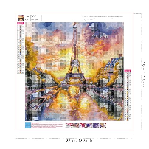 ALEXMACLIST Eiffel Tower Diamond Art Kit - Romantic French Landmark, Seine River Reflection, Full Drill 5D Diamond Painting DIY Craft for Adults, Teens & Travel Lovers 14”x14” - color: Eiffel Tower-00