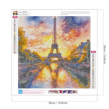 ALEXMACLIST Eiffel Tower Diamond Art Kit - Romantic French Landmark, Seine River Reflection, Full Drill 5D Diamond Painting DIY Craft for Adults, Teens & Travel Lovers 14”x14” - color: Eiffel Tower-00