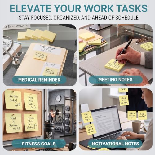 Sticky Notes 3x3, 24 Pads/2400 Sheets, Strong Self-Adhesive Note Pads | 3x3 Sticky Notes Pad, Repositionable, Removes Cleanly, Smooth Thick Paper, Ideal for Home, Office & School - color: Yellow
