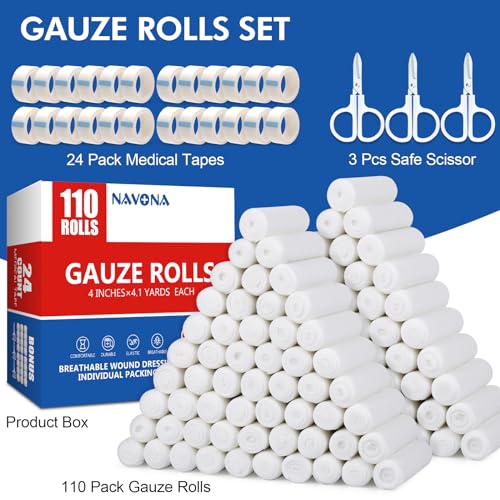 Navona 110 Pack Gauze Rolls, 4 in x 4.1 Yards - color: Pack of 110