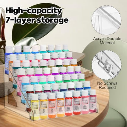 7 Layer Acrylic Paint Organizer Clear Craft Organizer Rack Model Display Shelf Compatible with Citadel Paints, Others