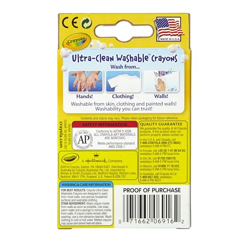 Crayola Ultra-Clean Washable Crayons (526916), 16 Colors