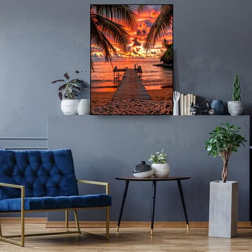 Diamond Art Kits for Adults,Sunset Diamond Painting Kits for Beginner - color: Beach