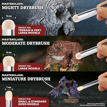 The Army Painter, Masterclass Drybrush Set, 3 sizes | Goat hair brushes for hobby drybrushing, incl. one powerful 15 mm brush