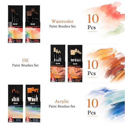 DJAR 169-Piece Wooden French Easel Art Painting Kit for Adults | Portable Plein Air Artist Supply Kit with 48 Acrylic, 24 Watercolor & 24 Oil Paints, Gift for Artists, Students & Beginners