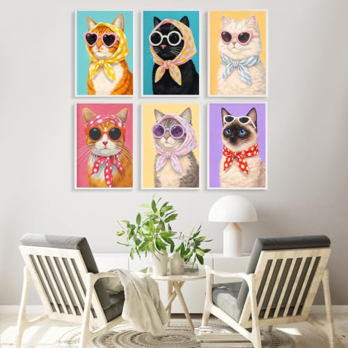 Axquilon 6 Packs Cat Paint by Numbers for Adults Beginners 8x12 Inch - color: PN260519-6P