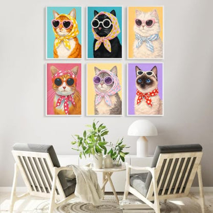 Axquilon 6 Packs Cat Paint by Numbers for Adults Beginners 8x12 Inch - color: PN260519-6P