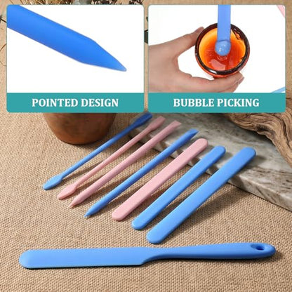 8 Pcs Reusable Wax Sticks, Reusable Epoxy Paint Mixing Sticks, Colored Silicone Wax Stick, Waxs Spatula for Resin Mixing, Paint, Liquid, Facial Mask Stirring Rods