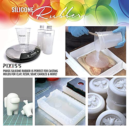 Pixiss Silicone Mold Making Kit (2 Gallon) Liquid Rubber Bubble Free Translucent Clear Silicone-Mixing Ratio 1:1-Molding for Resin Molds, Molds DIY (8.4kg/296oz Kit) - size: 8.4kg Kit