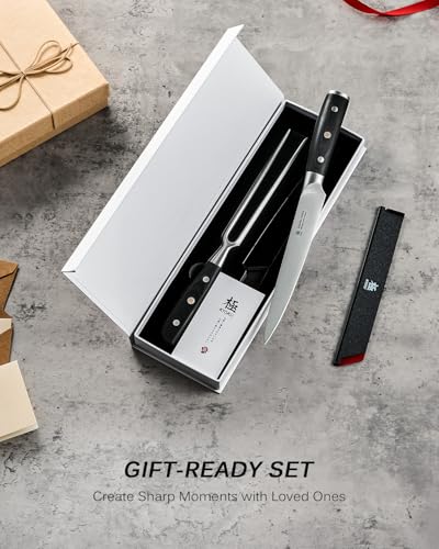 KYOKU Turkey Carving Set - German Steel Carving Knife & Fork Set | German 1.4116 Steel Full Tang Set, Pakkawood Handles With Mosaic Pins, Meat Poultry Brisket Portioning Set With Gift Box - style: Carving Set