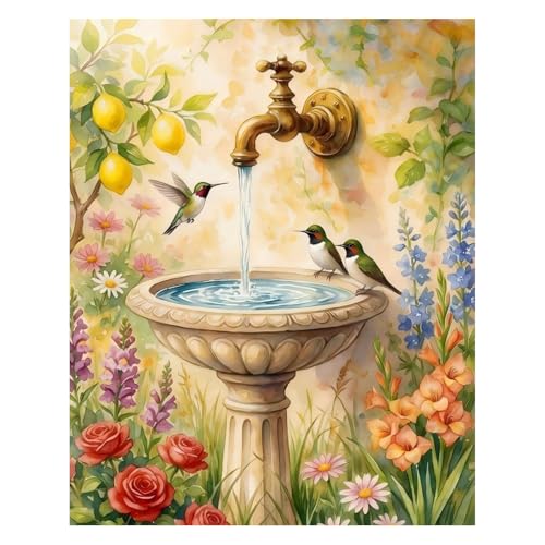 AUKELHJ Paint by Numbers Kit for Adults, Garden Hummingbird, 16X20 Inch - color: 16-Landscape