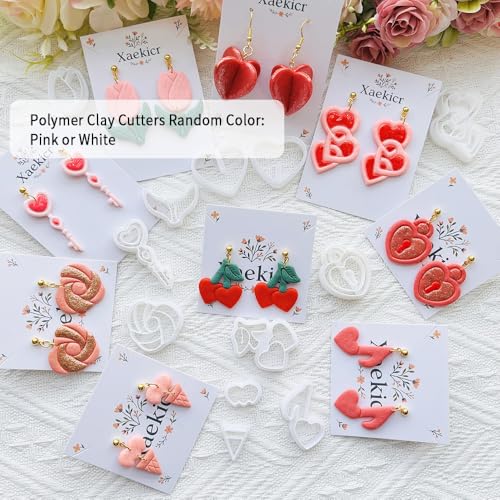 Heart Theme Polymer Clay Cutters – Molds, Clay Cutters for Polymer Clay, Clay Earring Tools Set - color: K color
