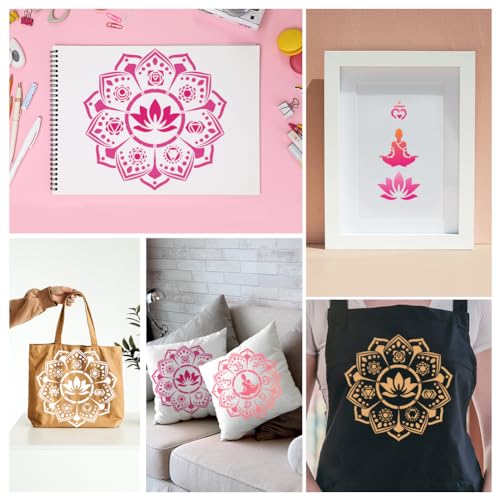 21 Styles Chakras Yoga Stencils for Painting, 11.8"x11.8" Reusable Free Combined Stencil Drawing Templates, Mandala Flower DIY Craft Paint Templates for Wall Home Decor Canvas Journal Card - style: Yoga