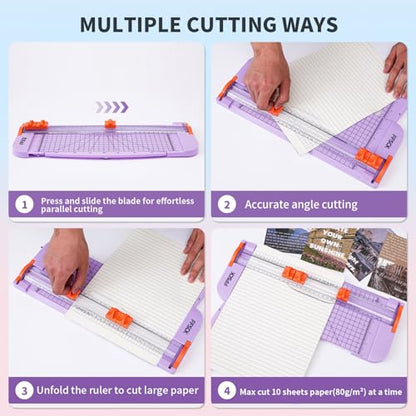 A4 Paper Cutter Slider 12 Inch Paper Trimmer Photo Cutter, Purple - color: Purple