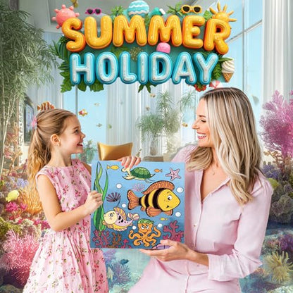 3 Pack Paint by Numbers for Kids Ages 8-12, Pre-Printed Acrylic Oil Painting, Includes (8x10, 8x9, 8x8 inch) Framed Canvas with 30 Acrylic Paint Pots, 5 Brushes for Kids, Art Supplies for Kids 9-12 - color: Undersea