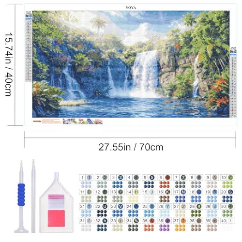 YOYA Large Diamond Art Kits for Adults, Waterfall, 27.5 x 15.7 Inch - color: Waterfall Landscape 023
