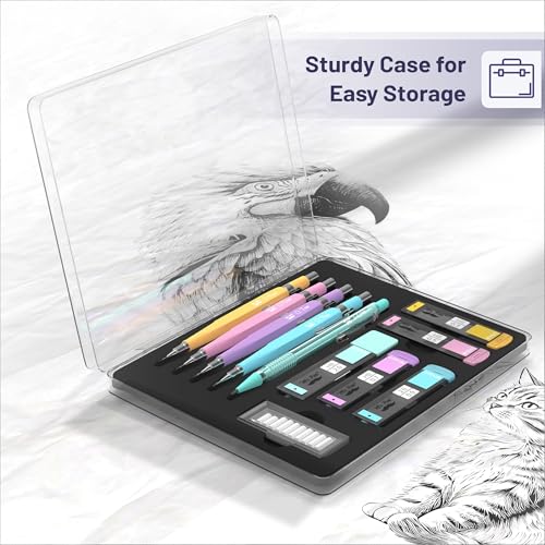 Mr. Pen- Pastel Mechanical Pencil Set, 5 Mechanical Pencils (0.3, 0.5, 0.7 | 0.9, 2.0mm), 5 HB Lead Refills & 10 Eraser Refills, Precision Drawing Pencils for Sketching, Writing & Artwork - color: Pastel