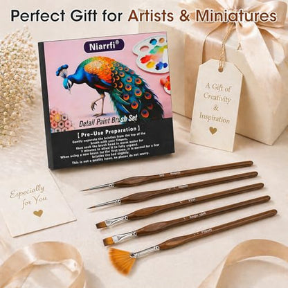 16PCS Miniature Paint Brushes, Detail Paint Brushes Set for Acrylic Watercolor Gouache Oil & Face Painting, Paint by Number, Figurine Brown - color: Brown