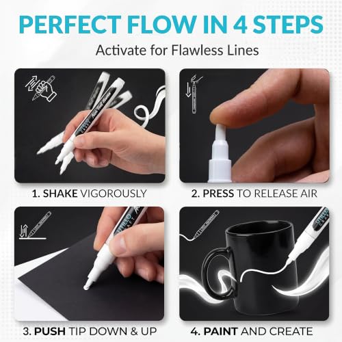 Utillo Craft White Paint Pen (8-Pack), 0.7mm Extra Fine White Paint Markers - color: White
