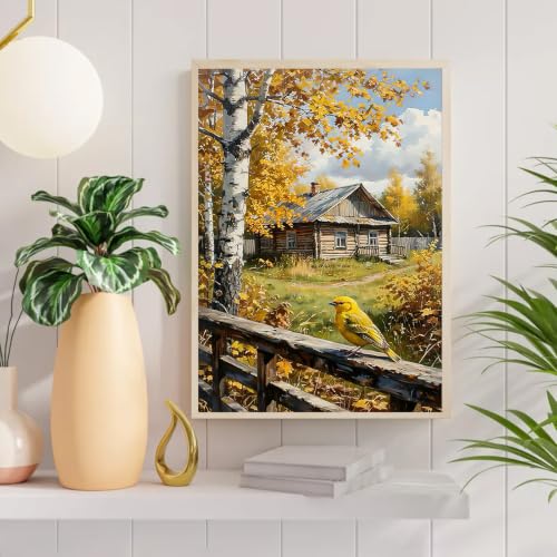 Auremi Nature Diamond Art Painting, 5D Houses Diamond Painting Kits, Full Drill Diamond Dots Paintings for Beginners, Crystal Art Painting Kits for Home 30x40 cm - color: Diamond Painting 011