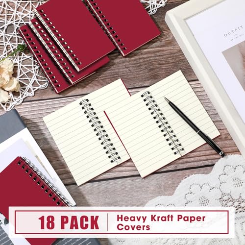 Jutom 18 Pcs Small Spiral Notebook Memo Pad 3x5, Red - color: Red
