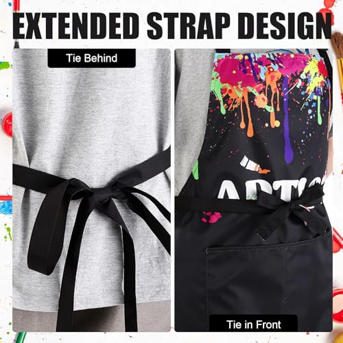 Painting Artist Apron with Pockets, Waterproof Painting Aprons for Adults, Adjustable Art Apron Bib Apron - color: Style 6