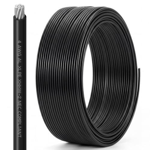 Relaxweex 75Ft 4 AWG XHHW-2 Aluminum Building Wire - UL Listed 600V 75A 90°C Stranded Cable for Residential, Commercial and Industrial Power Distribution Systems - size: 75Ft