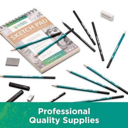 Drawing Set - Sketching and Charcoal Pencils - 100 Page Drawing Pad, Kneaded Eraser. Art Kit and Supplies for Kids, Teens and Adults, Sketch Set