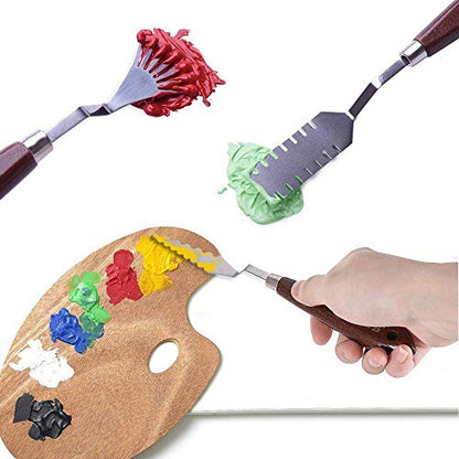NWFashion Wood Handle Palette Knives 9 Piece Create Texture Spatulas for FX Special Effects (Steel Knife 9pcs)