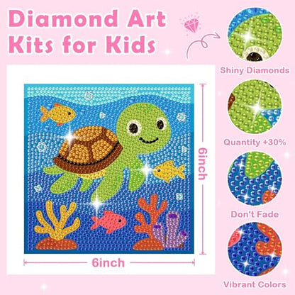 Arttoplus 6 Pack Animals Diamond Art Kits for Kids Ages 8-12 (6x6 inch) - color: 6DXZ122