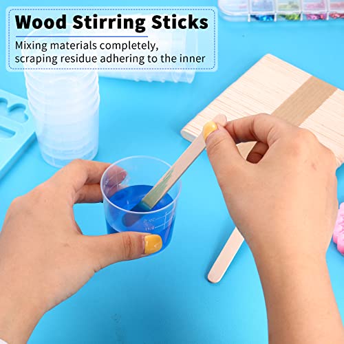 200 Pack 2oz/60ml Plastic Mixing Cups Disposable Measuring Cups, Epoxy Bulk Clear Beaker with Graduated and Mixing Sticks for Resin, Laboratory, Liquid, Acrylic Paint Art, Medicine