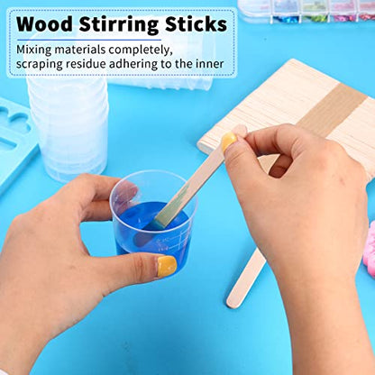 200 Pack 2oz/60ml Plastic Mixing Cups Disposable Measuring Cups, Epoxy Bulk Clear Beaker with Graduated and Mixing Sticks for Resin, Laboratory, Liquid, Acrylic Paint Art, Medicine