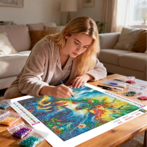 HvasJing Link Diamond Painting Kit for Adults, Flower Fairy Diamond Art Kit