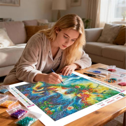 HvasJing Link Diamond Painting Kit for Adults, Flower Fairy Diamond Art Kit