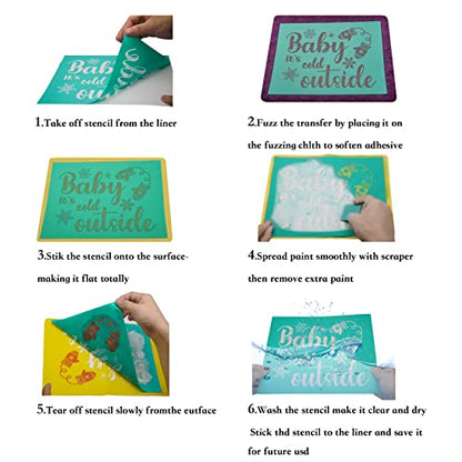 Silk Screen Stencil, Self-Adhesive Mesh Stencil Chalk Screen Printing Transfer Washable Reusable Can be Used for Home 8.5 * 11 inches (5pcs) - color: love family 5PC