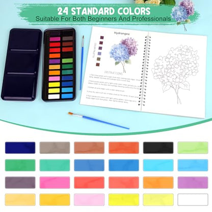 Watercolor Workbook, 24 Colors Solid Paint Set