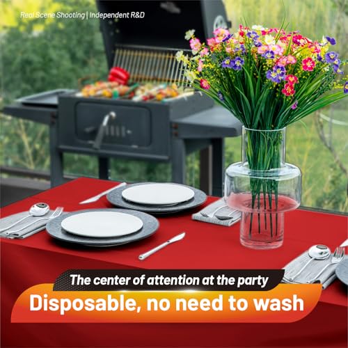 Plastic Table Cloth, 110 Ft X 54 In Disposable Tablecloth Red Tablecloth | Waterproof Plastic Table Cloth Disposable Plastic Table Cover Roll with Cutter for Birthday, Party, Graduation, Christmas - color: Red, size: 1320" x 54" (Rectangular)