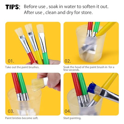 Joyooss Paint Brushes for Kids, 12 Pcs Flat Large Kids Paint Brushes Set - size: 12 Pcs Flat
