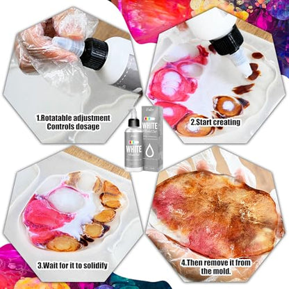 White Alcohol Ink for Epoxy Resin - 3.5oz/100ml Concentrated White Resin Pigment, Alcohol-Based Ink for Epoxy Resin Painting, Petri Dish Making, Resin Art - Epoxy Dye for Coaster, Yupo, Tumbler Making