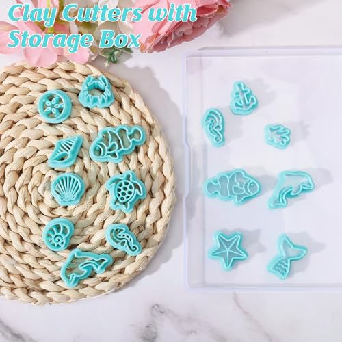 ORIGACH 16 Pcs Ocean Animal Clay Cutters Set | Turtle Starfish and More Sea life Shapes Polymer Clay Cutter for Earring Jewelry Making - style: Ocean Animal