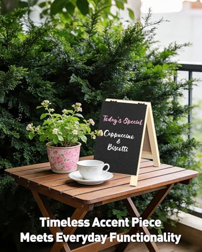 Uniclife 2 Pack A Frame Small Chalkboard Signs, 4.8 x 8.3 Inch | Double-Sided Tabletop Chalkboard Easels with Chalk Markers, Erasable Wooden Chalk Board Signs, Message Boards, Menu Boards - size: 2 Pack