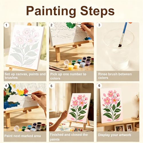 Gemozaic 4 Pack Paint by Numbers Kit for Adults with Frame, Easy Flowers - color: BKH2558-BKH2561