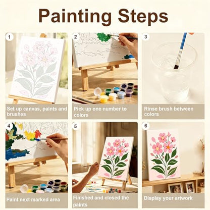 Gemozaic 4 Pack Paint by Numbers Kit for Adults with Frame, Easy Flowers - color: BKH2558-BKH2561