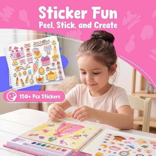 JoyCat Mix & Match Paint with Water Coloring Books with Stickers (Princess) - style: Princess